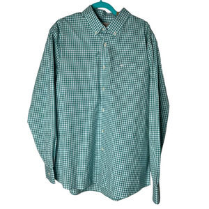 DOCKERS Men's Button-up Shirt Size XL in Green and White Plaid New